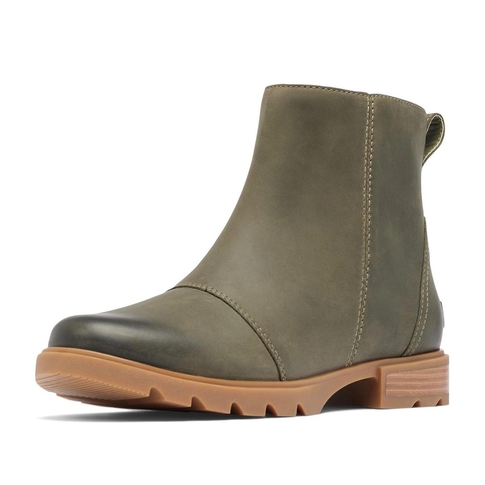 Sorel Emelie III Zip Waterproof‎ Ankle Boots Sage Green Leather Womens 7.5